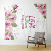 Roze Bloemen Huwelijk Achtergrond Wandkleed (In Situ (horizontaal))