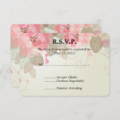 Roze Bloemen Huwelijk RSVP (Voorkant / Achterkant)