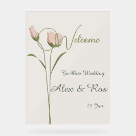 Roze Bloemen Huwelijk Welkom Poster