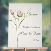 Roze Bloemen Huwelijk Welkom Poster (Neutraal)