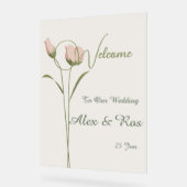 Roze Bloemen Huwelijk Welkom Poster (Hoek)