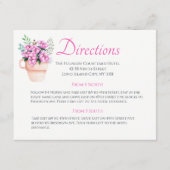 Roze Bloemen Huwelijksroutebeschrijving Waterverf  Informatiekaartje (Voorkant)