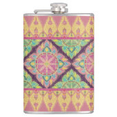 Roze bloemen in de tuin heupfles (Voorkant)