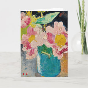 Roze bloemen in een blauwe vaas Louis Valtat Kaart