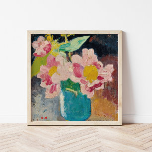 Roze bloemen in een blauwe vaas   Louis Valtat Poster
