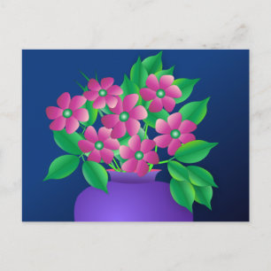 Roze bloemen in een Vase Briefkaart