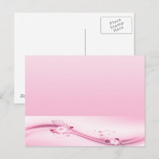 Roze bloemen in golven briefkaart (Voorkant / Achterkant)