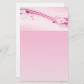 Roze bloemen in golven briefpapier (Voorkant / Achterkant)