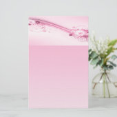 Roze bloemen in golven briefpapier (Staand voorkant)