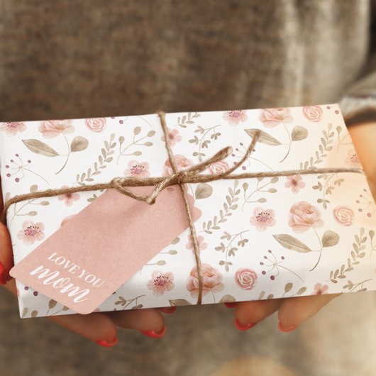 Roze bloemen inpakpapier plat vel set van 3