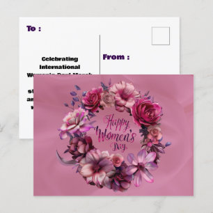 Roze Bloemen Internationale Vrouwendag 2025 Briefkaart