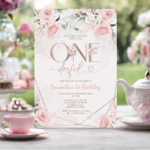 Roze bloemen is niet haar lieflijke eerste verjaar kaart