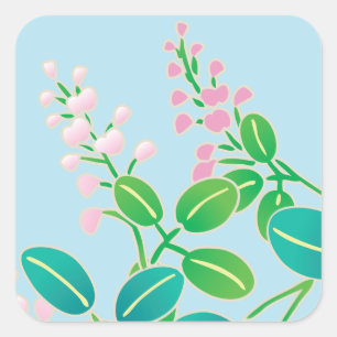 Roze Bloemen Japans Kimono Patroon Vierkante Sticker