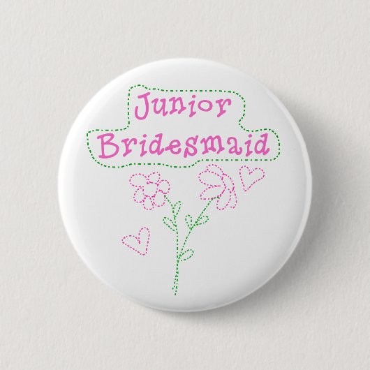 Roze bloemen Junior Bridesmaid Ronde Button 5,7 Cm (Voorkant)