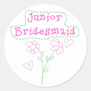 Roze bloemen Junior Bridesmaid Ronde Sticker