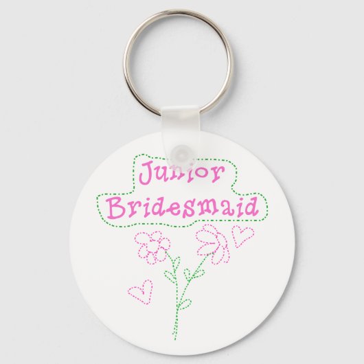 Roze bloemen Junior Bridesmaid Sleutelhanger (Voorkant)