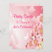 Roze bloemen kaart (Voorkant / Achterkant)