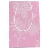 Roze Bloemen Kant Bruidsdouche Medium Cadeauzakje (Voorkant)