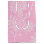 Roze Bloemen Kant Bruidsdouche Medium Cadeauzakje (Achterkant)