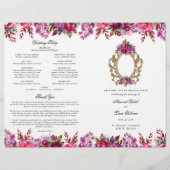 Roze Bloemen Katholieke Huwelijksceremonie Program (Voorkant)