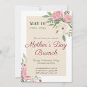 Roze Bloemen Kerk Moederdag Brunch Kaart (Voorkant)