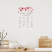 Roze Bloemen Kersenbloesem Bruiloft Zitkaarten Poster (Keuken)