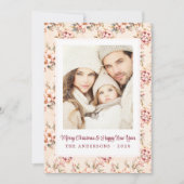  Roze Bloemen Kerst  Flat Feestdagenkaart (Voorkant)