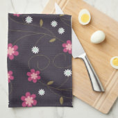 Roze bloemen keukenhanddoek (Quarter Fold)