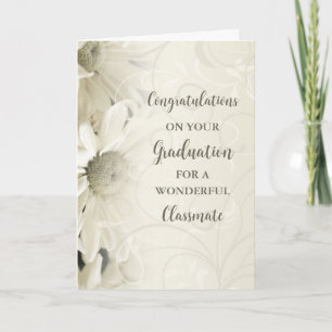 Roze Bloemen Klasgenoot Felicitaties Afstuderen Kaart