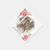 Roze bloemen Klasse 2022 Foto van afstuderen Servet (Hoek)