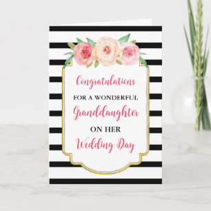 Roze Bloemen Kleindochter Bruiloft Gefeliciteerd Kaart