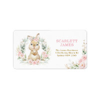 Roze Bloemen Konijn Baby Meisje Retouradres