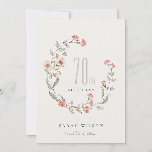 Roze Bloemen Krans Weekend Verjaardagsprogramma Kaart (Achterkant)