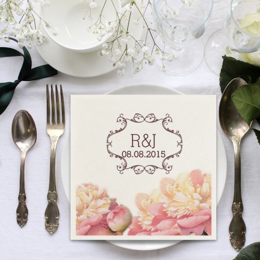 Roze  Bloemen Kroonluchter Spring Wedding Servet