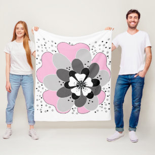 Roze bloemen lente zomer fleece deken