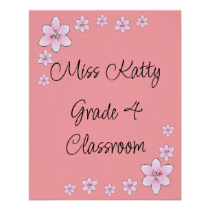Roze Bloemen Leraar Klaslokaal Poster Perfect Poster