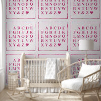 Roze Bloemen Lettering Art Engels alfabet hart