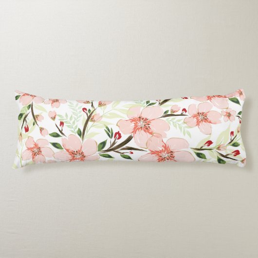 Roze bloemen lichaamskussen (Voorkant)