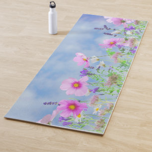 Roze Bloemen Lichtblauwe Sky Spring Yogamat