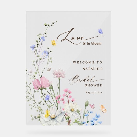 Roze Bloemen Liefde in Bloom Vrijgezellenfeest Fro Acryl Bord (Voorkant)