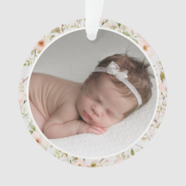 Roze Bloemen Lijst Baby's eerste kerst Ornament