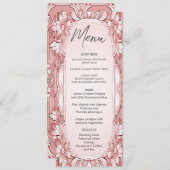 Roze Bloemen Lijst Bruiloft Menu (Voorkant / Achterkant)