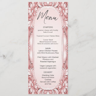 Roze Bloemen Lijst Bruiloft Menu