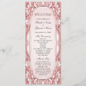 Roze Bloemen Lijst Trouwprogramma Programma (Voorkant)