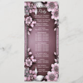 Roze Bloemen Lijst Trouwprogramma Programma (Achterkant)