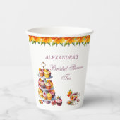 Roze Bloemen Lila Tea Party Vrijgezellenfeest Papi Papieren Bekers (Voorkant)