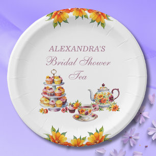 Roze Bloemen Lila Tea Party Vrijgezellenfeest Papi Papieren Bordje