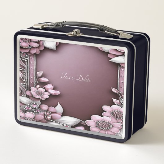 Roze Bloemen Lunchbox (Voorkant)