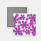 Roze bloemen Magnet Magneet (Voorkant / Achterkant)