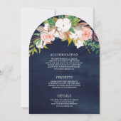 Roze Bloemen Magnolia Monogram Alles in Een Huweli Kaart (Achterkant)